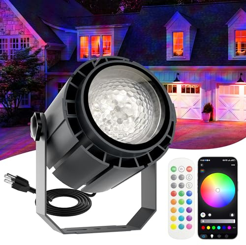 Umidkin Ocean Wave Projector Light, 150W RGBW Color Changing Water Wave Light, LED Water Ripple Effect or Flame Fire Effect, Use for Ceiling, Wall, Garden, Party, Holiday