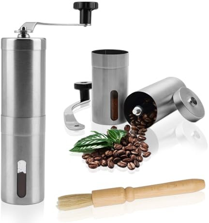 Macchina Caffè Manuale, Macchina Caffe in Acciaio Inox, Macchina Caffe Portatile, Maccina Caffe Manuale a Regolazione Continua, Mini Maccinino caffè per la Casa, l'ufficio o in Viaggio