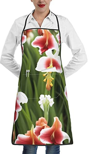 Lrtyuasq Tablier de cuisine imperméable pour homme avec poches Motif lavande, Fleur de glaïeul, taille unique