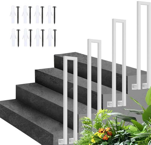 Corrimano per Scale Interne, Ringhiera a Forma di U, Ringhiera per Esterni con Kit di Viti, Corrimano per gradini, Ringhiera antiscivolo in Ferro per corridoio (Bianco-montaggio laterale, 70cm)