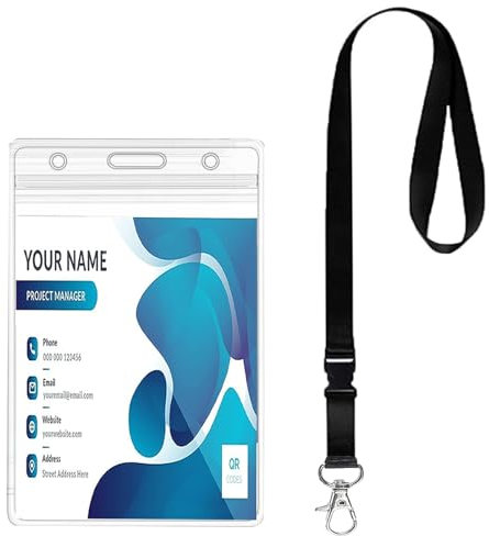 Fhlbestyu 1/2 Satz Kartenhülle mit Lanyards, Ausweishalter Transparente und Wasserdichte, Ausweishülle Ausweisclip Kartenhalter Schlüsselanhänger, Work ID, Studentenausweis, Büro Schlüsselband