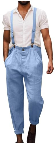 Salopette da uomo con bretelle e bretelle estive casual vintage cintura adjujstable salopette da lavoro pagliaccetto tuta lunga con tasche