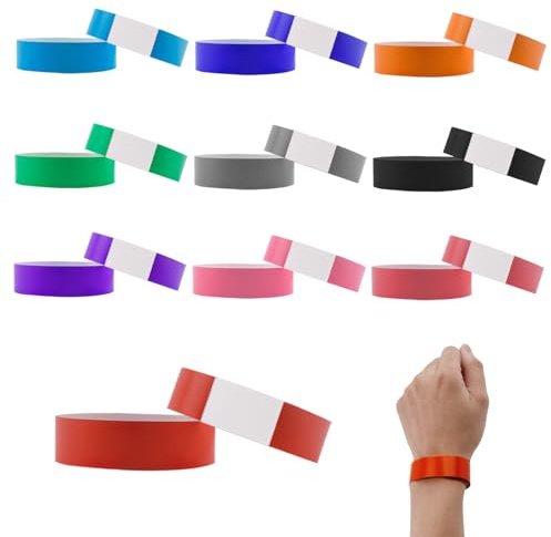 150pcs Bracelets d'Identification, Bracelets Événementiels Étanches en Papier, Bracelets d'Identification Ajustables pour Enfants et Adultes, Festivals et Événements, 10 Couleurs Variées