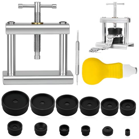 Tacitmeet Kit Changement Pile Montre, 15Pcs Ce Kit Reparation Montre, Ouvre Boitier pour Les Cadrans Ronds Uniquement, Tournevis Reparation Horloger