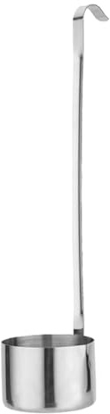 FELTECHELECTR Cucchiaio dosatore in acciaio inox con fondo piatto e gancio, mestolo per vino, olio e salse da 250 ml con manico lungo per misurazioni precise in cucina e bar