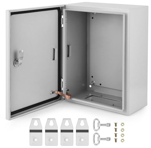 RBFGYIOP Scatola Elettrica da Esterno in Acciaio NEMA 4X – IP66 Impermeabile Antipolvere – Con Serratura e Piastra di Montaggio – Per Progetti Elettrici Universali – Dimensione: 40.6 × 30.5 × 15.2 cm