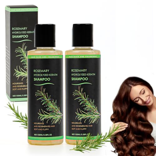 Shampoo med rosmarin för hårtillväxt, organiskt rosmarin hårtillväxtschampo, naturligt förtjockande och styrkande med hydrolyserad keratin mot tunt hår och förlust