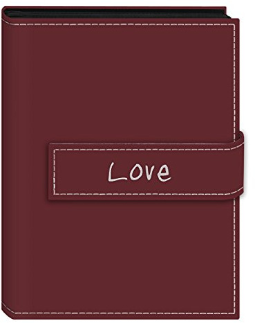 Pioneer Photo Albums 36-Pocket 5 by 7-Inch Embroidered Love Strap Sewn Leatherette Cover Photo Album, Mini, Burgundy