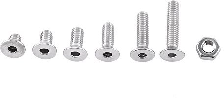 M4 Kit de 250pcs Assortiment Vis Boulon Douille Hexagonale Tête Fraisée Plate/Bombée/Cylindrique Six Pans Creux en Acier Inoxydable A2 avec Ecrous, M4 x 6/8/10/12/16/20mm (Tête Plate)
