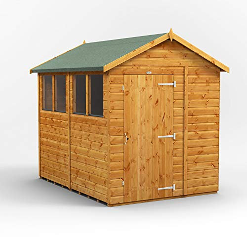 POWER High Grade Premium Apex Garden Wooden Shed with Security Features, PVC Window Sills, Door & Window Flexibility, made from Extra Thick Timber & Toughened Glass