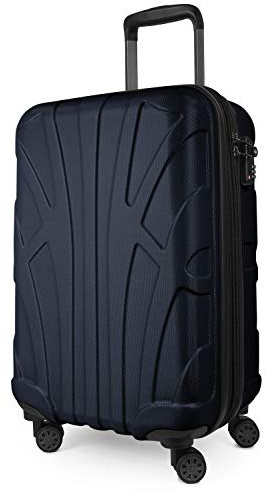 suitline - Handgepäck Bordgepäck Koffer mit Laptoptasche und Erweiterung, Business Trolley, TSA, 55 cm, ca. 38 Liter, 100% ABS matt, Dunkelblau