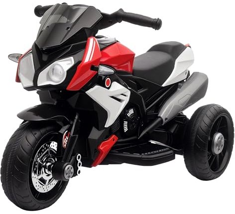 HOMCOM Kids 6V Electric Ride On Motorcycle Lights Horn for 3-5 Years Red