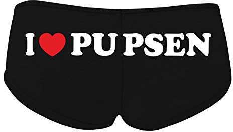 Spaß Kostet Damen Mädchen Hotpants Panty mit Spruch I Love Pupsen Größe S - XL