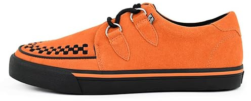 T.U.K. Leather Creeper Sneaker - Chaussures pour Hommes et Femmes - Couleur Orange Suede - Chaussures à Lacets en Cuir et Daim de Style Puck, Goth et Rocker - Taille 42