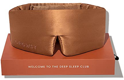 DROWSY Silk Sleep Mask. Face-Hugging, Padded Silk Cocoon for Luxury Sleep in Total Darkness (Pumpkin Spice)