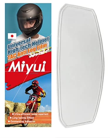MIYUI JAPAN Película Protectora antivaho Universal para Casco de Motocicleta, Inserto de Lente de Visera Transparente Resistente a la Niebla 9,7 cm x 25,5 cm