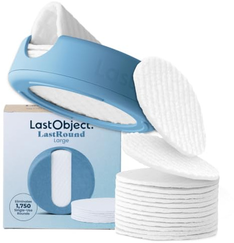 LastRound Disques démaquillants réutilisables - 7 disques en coton lavables - Disques en coton doux et durables pour le nettoyage du visage et le démaquillage des yeux - Bleu, Grand