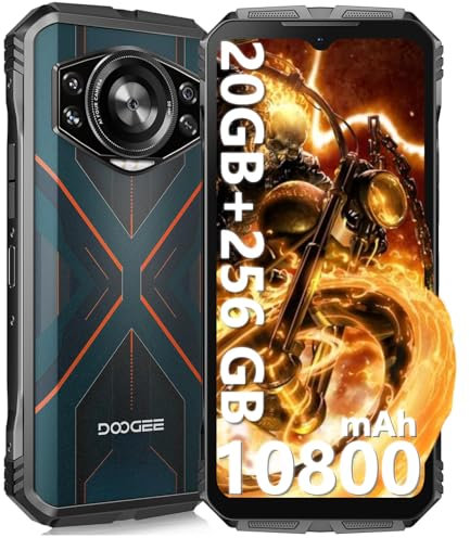 DOOGEE S cyber Outdoor Handy(2024), 20GB RAM+256GB ROM, 10800mAh Outdoor Handy Ohne Vertrag Android 14, 6.58”FHD Outdoor Smartphone,50MP+16MP Octa-Core Rugged Smartphone, NFC/Face ID/Fingerabdruck/GPS