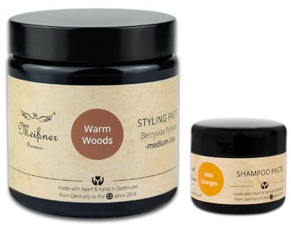 Meißner Tremonia - 100g Haarwachs Warm Woods - Haarwachs Männer für starken Halt - veganes Haarwachs Matt mit Beerenwachs, Carnaubawachs und Neuburger Kieselerde - Haargel Herren für Hairstyling