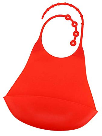 Amagogo Silikagel Erwachsene Kleidungsschutz, Essschürze für Senioren, wasserfest und strapazierfähig, Rot, 32 x 22,3 x 3,3 cm