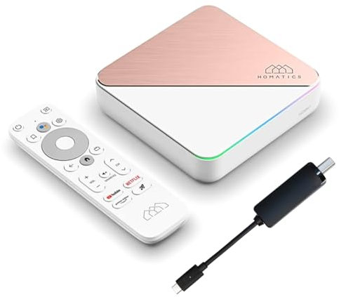 [Test SEHR GUT *] Homatics Box R 4K Plus Android TV Box + DVB-S2X Tuner - Smart TV Receiver, Google Zertifiziert, Dolby Atmos, Netflix 4K, Prime Video 4K, Disney+ 4K, Dual WiFi 6 + Nonic HDMI Kabel