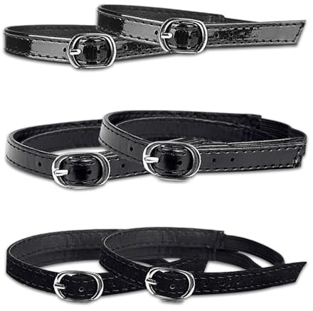 HDGSAFD - Lote de 3 pares de cordones ajustables para tacones altos, desmontables, extensiones de encaje, elásticos, color negro, Negro