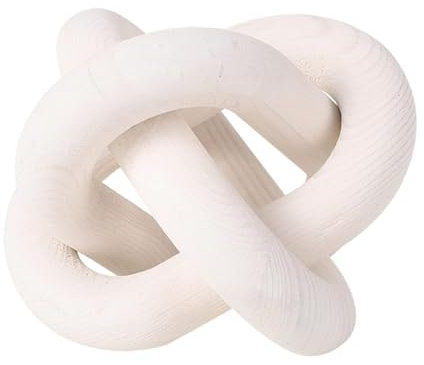 JOYWU Wood Knot Decor for Coffee Table,3-Link Wood Chain Link Decor,15cm White/Wood Color Knot Decorative Object,Rustic Decorative Chain Knot,Hand Carved Wooden Knot Decor for Home Decor (A-15cm)