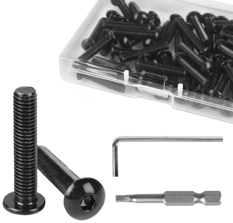 SUPAWAY 40 Pièces Vis à Tête Hexagonale M5x25mm en Acier Inoxydable 304, Boulon Bombée Six Pans Creux Oxyde Noir ISO 7380 pour Kfz, Boulons Industriels, Câbles et Plus