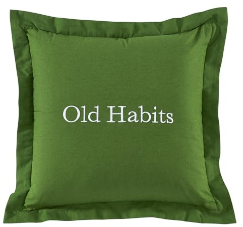 kate spade new york Old Habits, New Tricks Reversible Decorative Pillow, 18 x 18 Throw Pillow for Bed or Sofa, Cotton and Linen Cover, Green