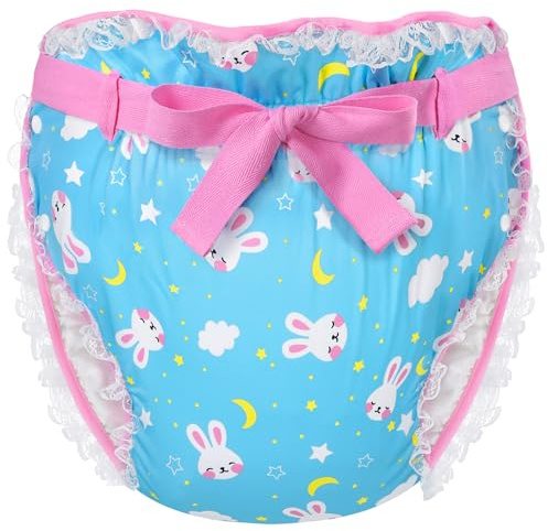 LittleForBig Silky Adult Ribbon Omutsu Diaper Wrap Cover Washable Adjustable Reusable Waterproof - Snuggle Bunny Pattern