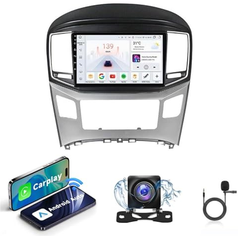 Autorradio Android 15 para Hyundai H1 2017-2018 | Radio con Pantalla táctil capacitiva CarPlay/Android Auto | Navegación GPS | Bluetooth | Cámara de reversa | Plug and Play