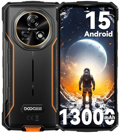 DOOGEE FIRE 5 Rugged Smartphone Android 15 con 13000mAh Batteria, 12GB+64GB/2TB Telefono Indistruttibile, 6.6 Octa Core Cellulare da Lavoro 13MP+8MP, NFC, IP68/IP69K, 4G Triple Card Slot, Face ID