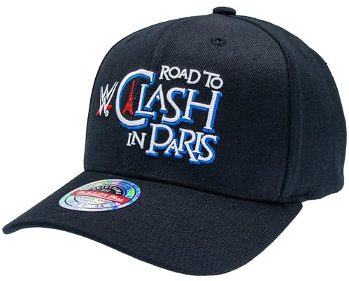 Mitchell & Ness WWE Pro Crown/Classic Red Snapback Gorra Negra Talla Única Ajustable Hombres Mujeres Niños Unisex Primavera Verano Otoño Invierno, WWE Clash In Paris - Classic Red, Talla única