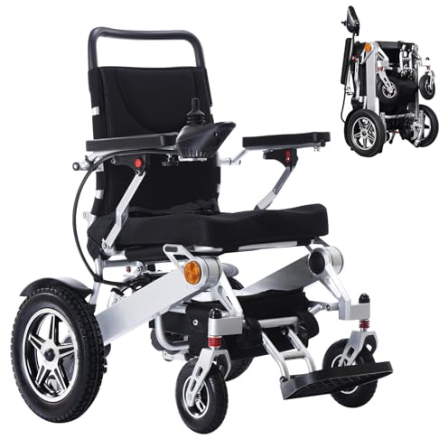 Sedia a rotelle elettrica pieghevole leggera 25KM: Carrozzina Elettrica per Anziani con Funzione di Ripiegamento Automatico - 500W Sedia a Rotelle Elettrica Fino a 150KG Batteria da 12 Ah