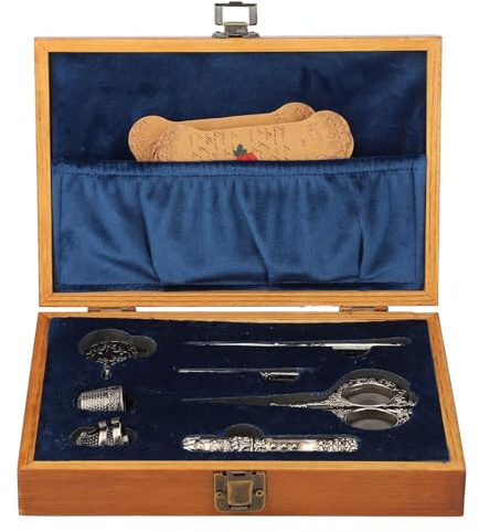 Ensemble de ciseaux de broderie Vintage, outils de couture en acier inoxydable, boîte de couture, ciseaux et outils et Gadgets à dé à coudre (Argent)