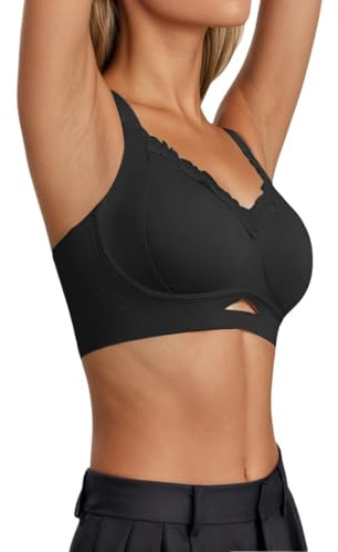 Sujetador tipo camiseta de máxima sujeción y soporte para una cobertura completa, comodidad sin costuras, ropa diaria, talla grande, base alisadora, Negro , 3XL