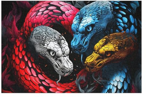 1000 Pièces Puzzle Serpent pour Adultes Et Adolescents EnfFourmis Puzzles sur Planche De Bois Cadeau （75×50cm）