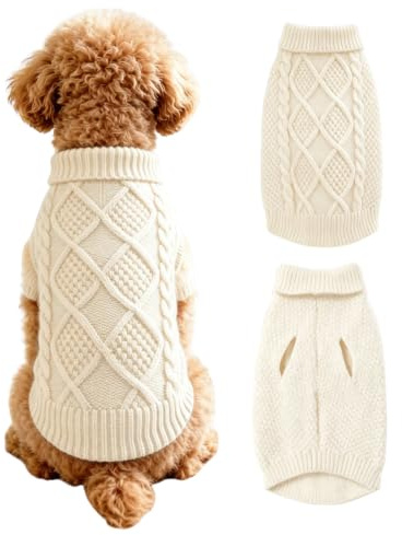 Beyinkoy Chandail tricoté pour chien, pull en tricot doux pour animal domestique avec trou pour laisse, manteau d'hiver chaud pour chiens de petite, moyenne et grande taille, tricot doux et chaud pour