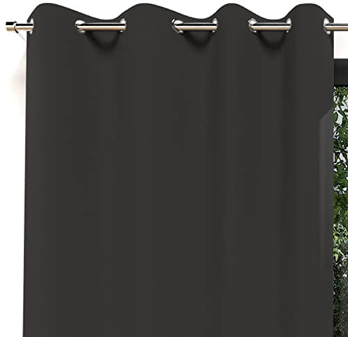 Soleil d'ocre Cortina Lisa con Ojales Antiarrugas Alix, Negro, 140 x 250 cm