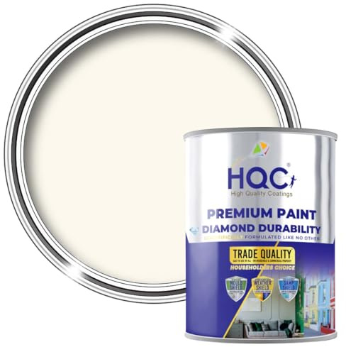 HQC Smooth Masonry Paint - Ivory - 5 Litre - Exterior Wall Paint for Render, Pebbledash, Brick, Concrete & Garden Walls - Waterproof & Dirt Resistant - Long-Lasting & Easy to Apply