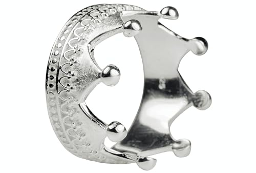 SILBERMOOS XL XXL Ringe in großen Größen Kronenring mit Ornamentlötung Silberring 925 Sterling Silber Größe 64, 66, 68, 70, Größe:64
