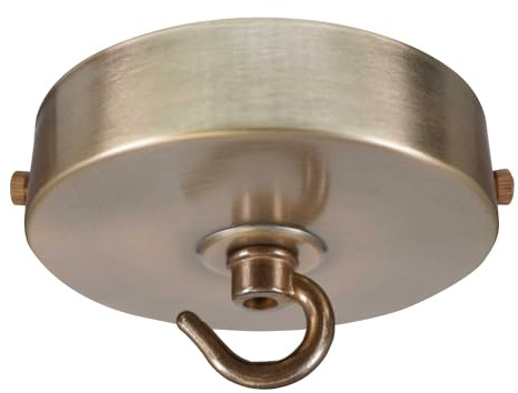 ElekTek 100 mm diameter platt topp takros med remfäste och krok för hängande ljusbeslag och ljuskronor. Metalliska ytbehandlingar pulverlackerade ytbehandlingar antik mässing