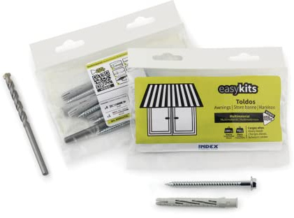 Index Fixing Systems EKMULTOL EasyKit Dowel Set Consisting of: Universal Frame Dowels (T-NUX E, 8 x 80, Hex Head, Galvanised), Masonry Drill (8 x 120 mm), Set of 8