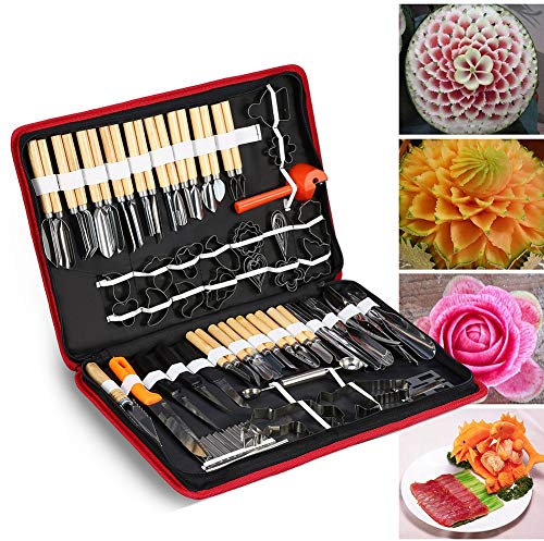 80PCS Kit di strumenti per sbucciare intaglio di frutta e verdura per guarnire Tagliare a fette