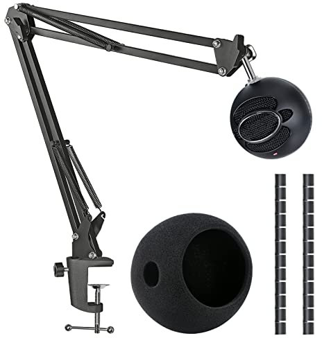 SUNMON Soporte de Micrófono con Filtro Pop, Brazo de Micrófono Compatible con Micrófono USB Blue Snowball Ice con Funda de Cable