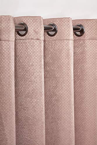 Emma Barclay – 3D Embossed Blackout Curtains for Bedroom Living Room Thermal Insulated Woven Eyelet Blackout Curtains With Reflective Reverse Weave Ambiance Collection (46” x 72” Inch)(Blush Pink)