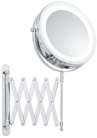 Libaro LED Kosmetikspiegel Melfi Vergrößerungsspiegel Scherenspiegel Teleskop ausziehbar Wandmontage Batterie (5X)