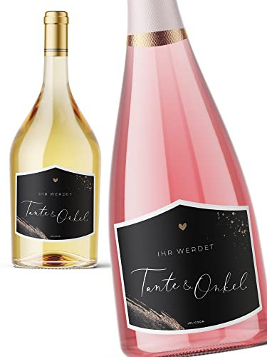 JoliCoon Flaschenetikett - Ihr werdet Tante & Onkel - Schwangerschaft verkünden - 9,3x7,8cm