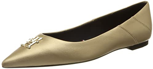 Tommy Hilfiger Mujer Bailarinas Pointy Chic Ballerina Gold Elegantes, Dorado (Gold), 41 EU