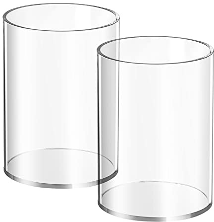 2 Pieces Clear Acrylic Pen Holder Round & Pencil Cup Clear Makeup Bush Holder Acrylic Desktop Stationery Organizer for Office, School, Home, Desk Accessories - 2 Pack, Round
